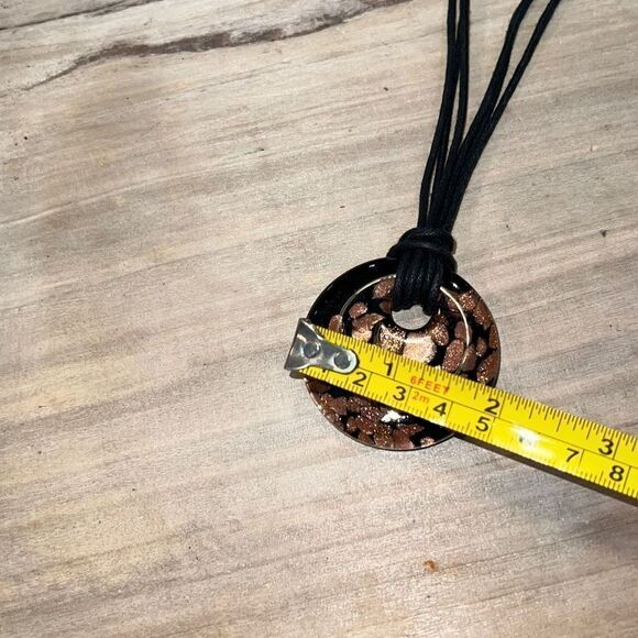 Foil Art Pendant Necklace, Hand Made Copper Earth-tones Abstract Design* - Picture 4 of 6